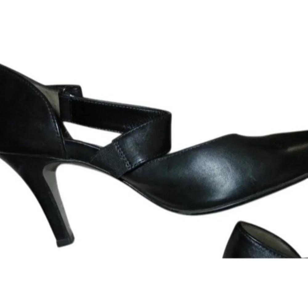 Paul Green Black Italian Leather Criss cross straps Heels Pumps Dress shoes 5.5